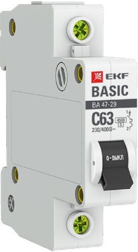 Выключатель автоматический EKF Basic ВА47-29 1п 63А C 4.5кА картинка